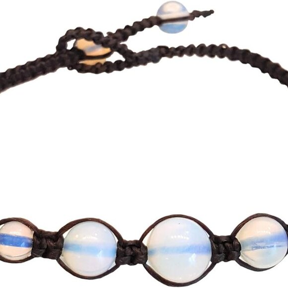 Other - 888 Opal Moonstone Anklet Bracelet Macrame Braided woven wax cord adjustable Ank